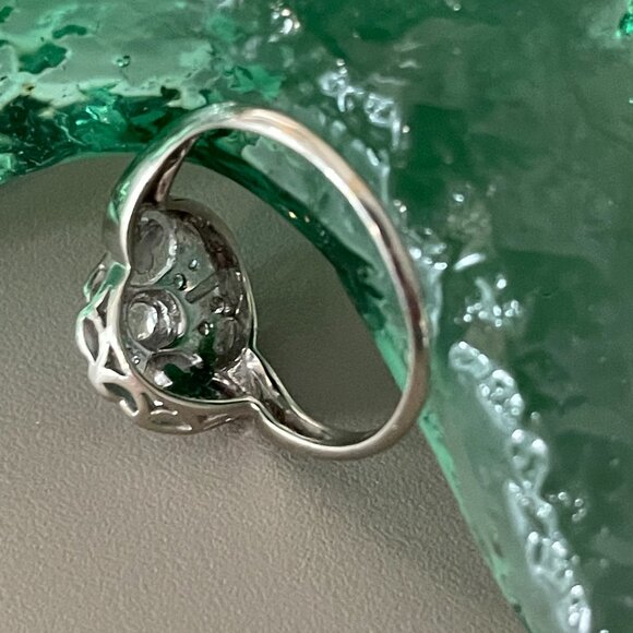 Vintage 14kt White Gold Round Brilliant Cut Diamond Ring Size 8-8.5 - Picture 6 of 10